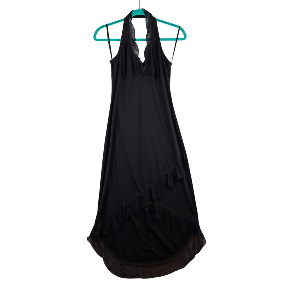 Vtg IZ Byer Babydoll Halter Midi Dress Size Small Elegant Feminine Lace Trim Y2K
